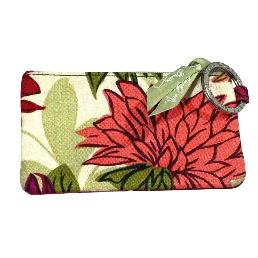 Vera Bradley Zip ID Case Floral Quilted Cotton Card Holder Wallet Key Ring